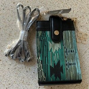 LoQui Crossbody Cell Phone Bag Nancy Green Boho New